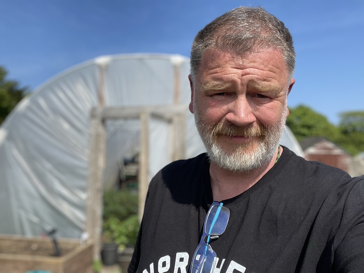 Tony Smith at his polytunnel